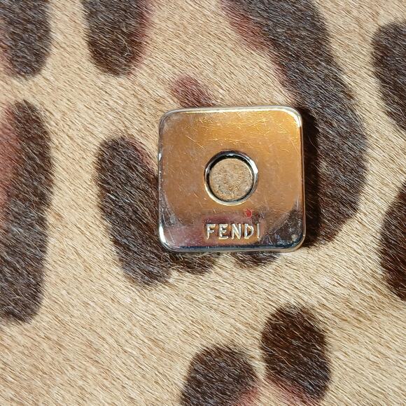 Fendi Baguette Pony-Hair and Leather Leopard Print Shoulder Bag Rare - Picture 10 of 16